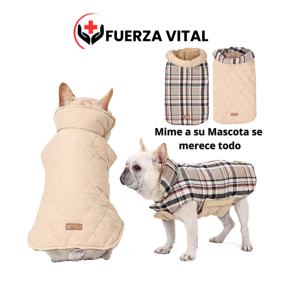 Chaqueta Reversible a Cuadros Impermeable para Mascotas