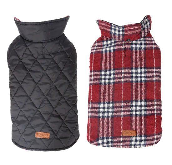Chaqueta Reversible a Cuadros Impermeable para Mascotas